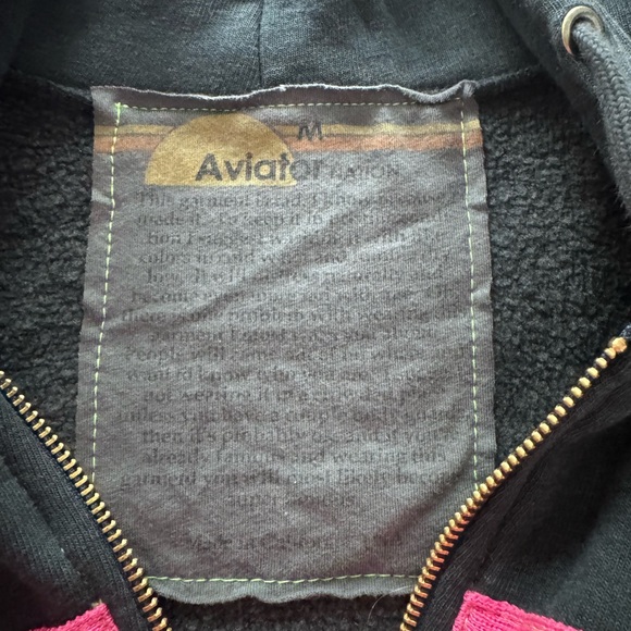 Aviator Nation Dark Blue Hoodie with Multicolor Stripes - Picture 3 of 4